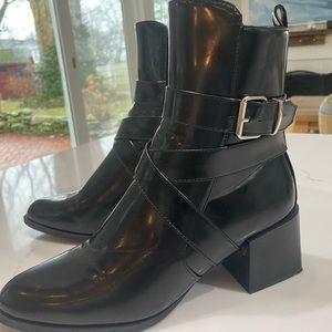 Nasty Gal Black Strap Boots